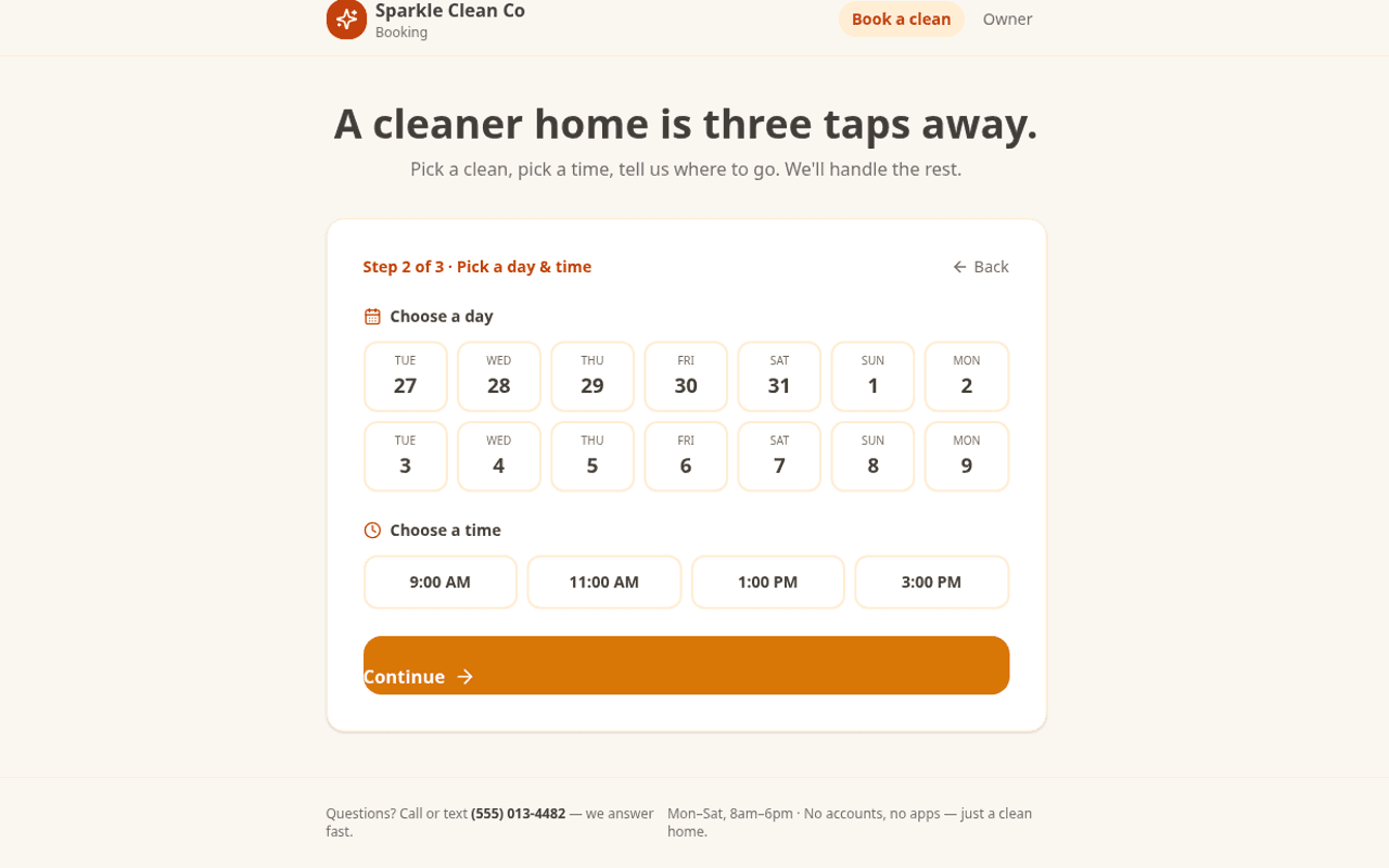 Booking calendar with real time slots customers can pick